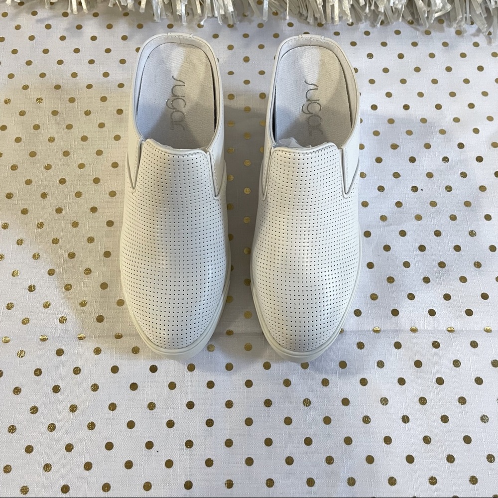 "Sugar" Kallie Slip-On White Wedge Sneakers